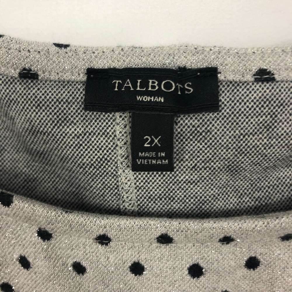 TALBOTS POLKA DOT METALLIC TOP 2X - Picture 2 of 3